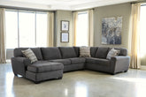 Prime Furniture - Ashley Furniture - Ambee Sectional - RAF 3-Piece Sectional with Chaise / Slate - 28620S1